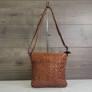 Vilenca Holland for Anthropologie Brown Woven Leather Shoulder Bag